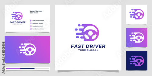 fast driver logo gradient tech.logo and business card. premium vector