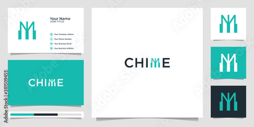 chime logo design, simple concept. logo and business card. premium vector photo