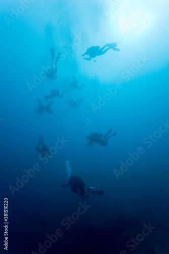 Scuba Divers at Manta Reef, Mozambique