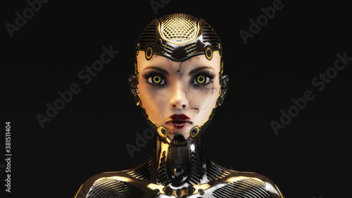 Εκτύπωση καμβά Artistic 3D illustration of a female cyborg