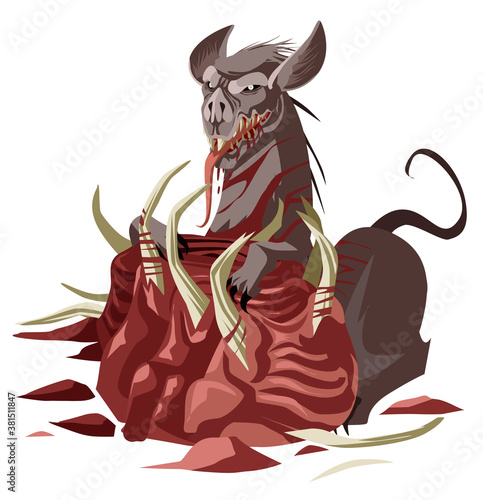 chupacabras vampire monster dog with meat