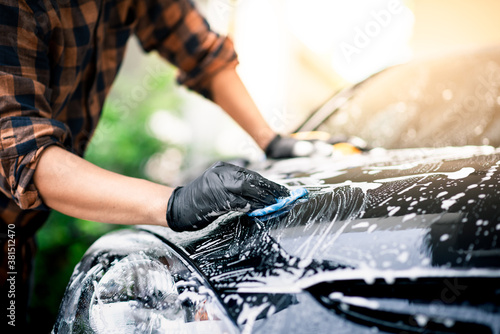washing black car