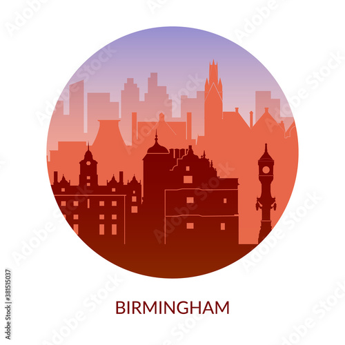 Birmingham  England famous city scape view.