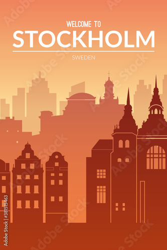 Photography Stockholm, Sweden famous city scape view.