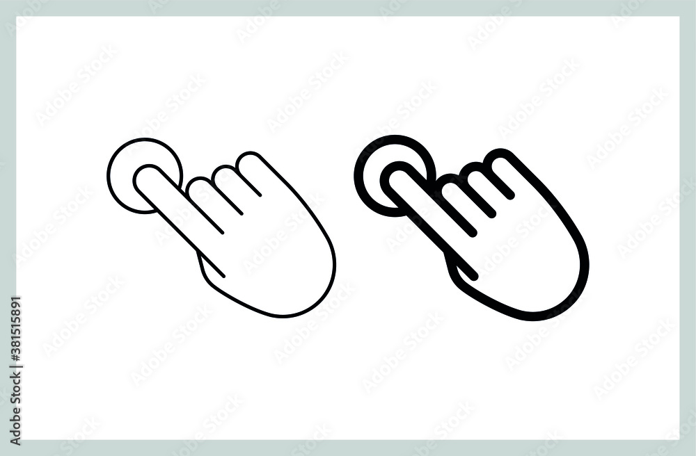 Obraz premium Hand click set vector icons, clicking pointers.