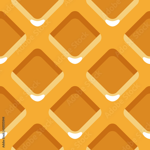 Wafer seamless background. Waffles pattern. Texture of sweet and delicious food. Vector waffle Background. Ice cream waffle cup. Vector illustration. Food pattern. Seamless backdrop. Square pattern.