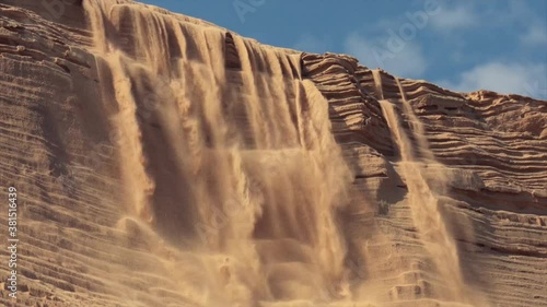 As a sand dune gets too tall to hold its own weight, sandfalls begin to erode the heights, as seen here in Namibia