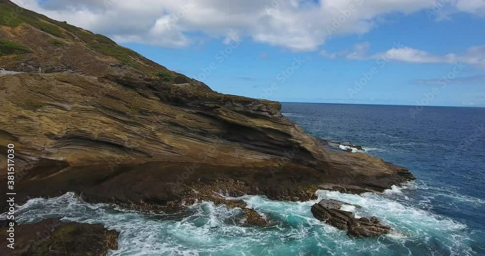 Rocky shore of Hawaii, wide aerial Rocky shore of Hawaii, wide aerial