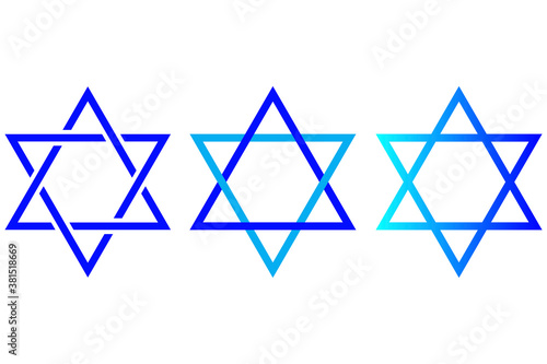 Stars of David. Blue Jewish badge. Hanukkah symbol. Star of Israel. Vector illustration. Stock image.