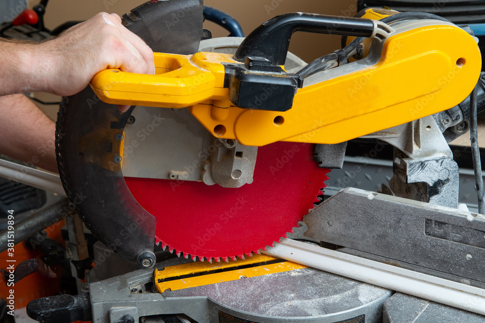 worker cuts with circular worker cuts with circular