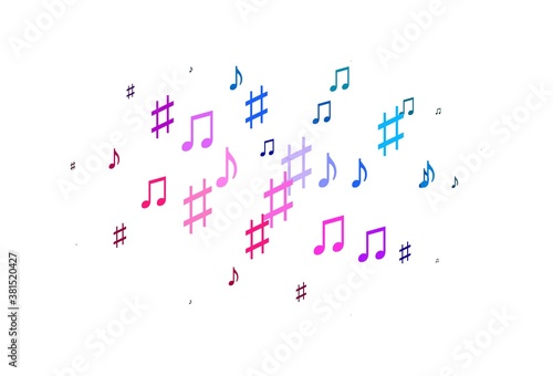 Light Blue, Red vector texture with musical notes.