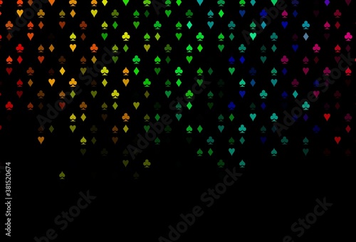 Dark Multicolor, Rainbow vector pattern with symbol of cards.