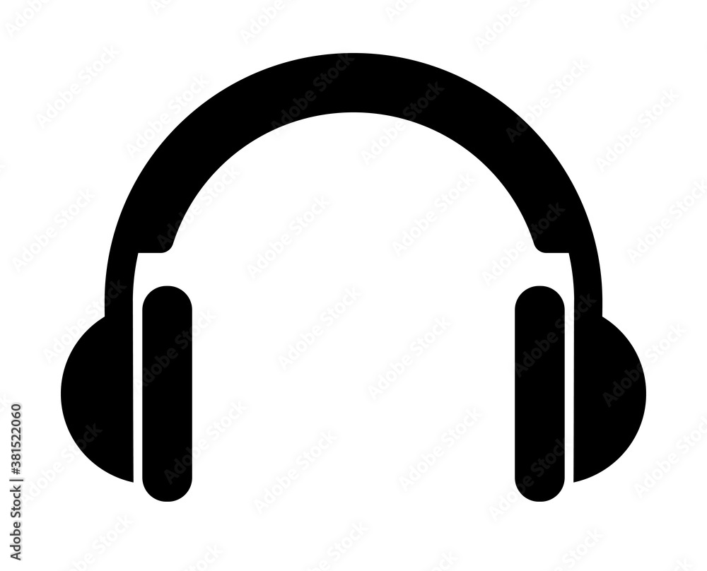 Black headphone headset vector icon Black headphone headset vector icon