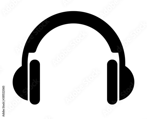 Black headphone headset vector icon