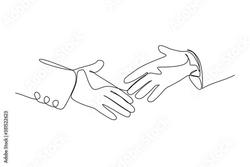 Two businessmen shaking hands - Continuous one line drawing.