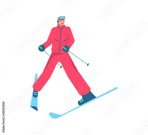 People in mountain ski school