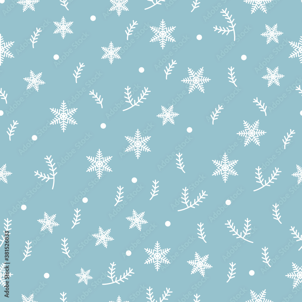 Christmas winter white snowflake seamless pattern on blue Christmas winter white snowflake seamless pattern on blue