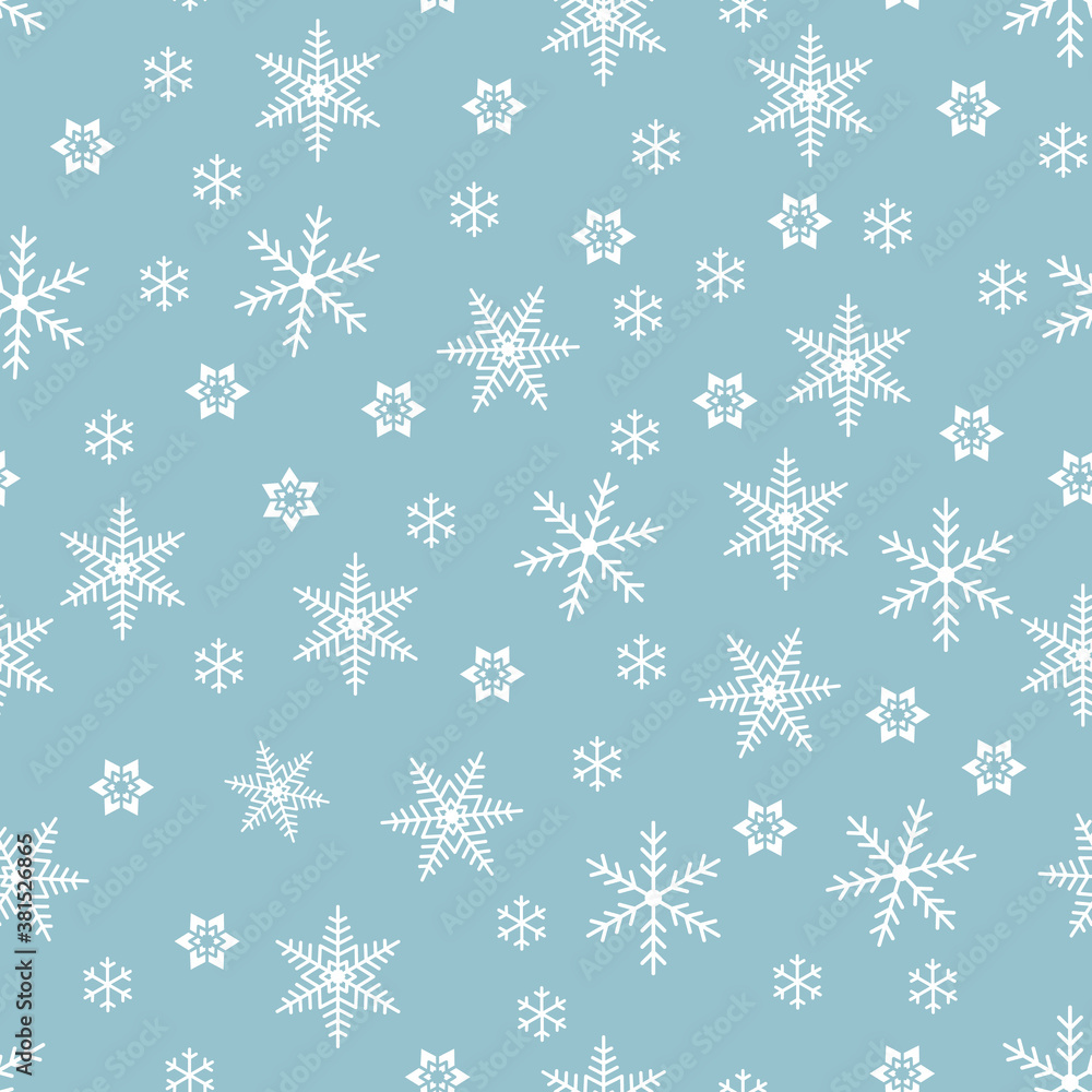 Christmas winter white snowflake seamless pattern on blue Christmas winter white snowflake seamless pattern on blue