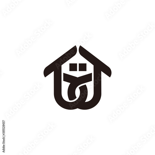 abstract letter bd home symbol linked overlap logo vector