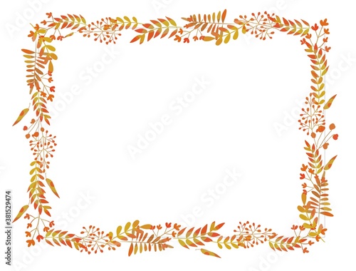 水彩風　植物の角型フレーム