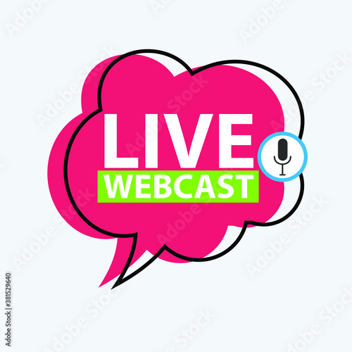 Live Webinar Button, icon, emblem label gradient Vector illustration flat linear badge and banner, scroll, sticker, ribbon, embem, poster.