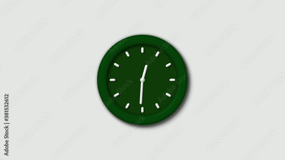 New green dark 3d wall clock isolated on white background New green dark 3d wall clock isolated on white background