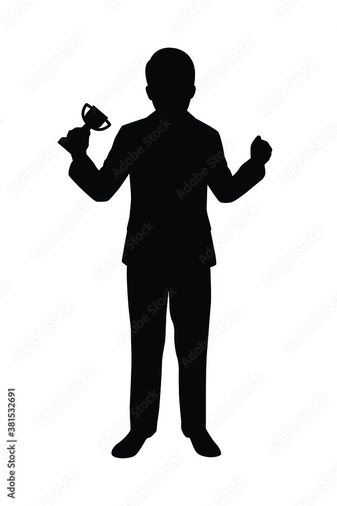 Business man with trophy silhouette vector Business man with trophy silhouette vector