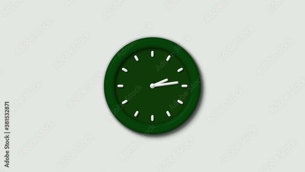 New green dark 3d wall clock isolated on white background New green dark 3d wall clock isolated on white background