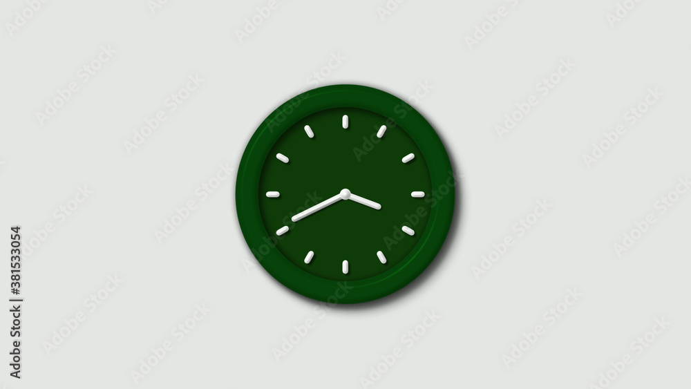 Amazing green dark 3d wall clock isolated on white background,wall clock Amazing green dark 3d wall clock isolated on white background,wall clock