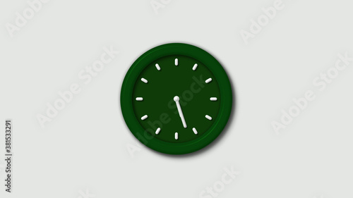 Amazing green dark 3d wall clock isolated on white background,wall clock