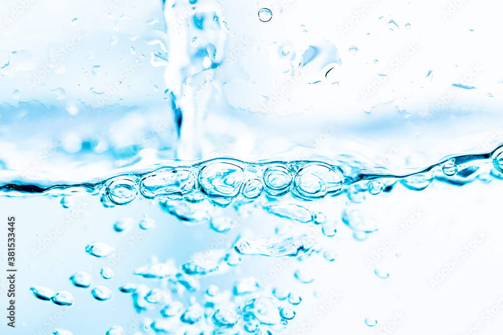 Clean bubbles under the blue water natural background Clean bubbles under the blue water natural background