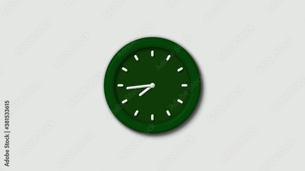 12 hours 3d wall clock on white background,Green dark 3d wall clock isolated 12 hours 3d wall clock on white background,Green dark 3d wall clock isolated
