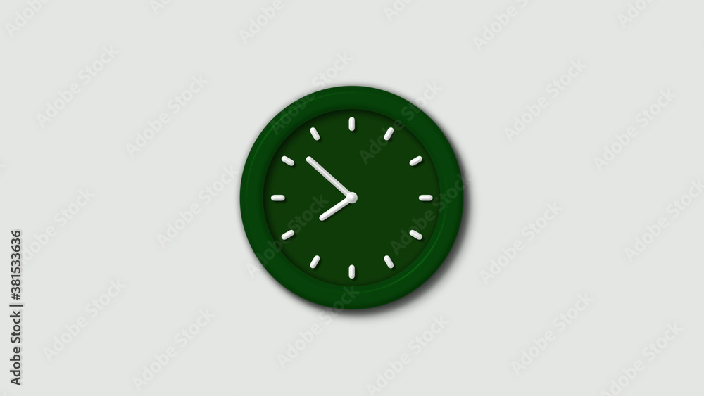 12 hours 3d wall clock on white background,Green dark 3d wall clock isolated 12 hours 3d wall clock on white background,Green dark 3d wall clock isolated