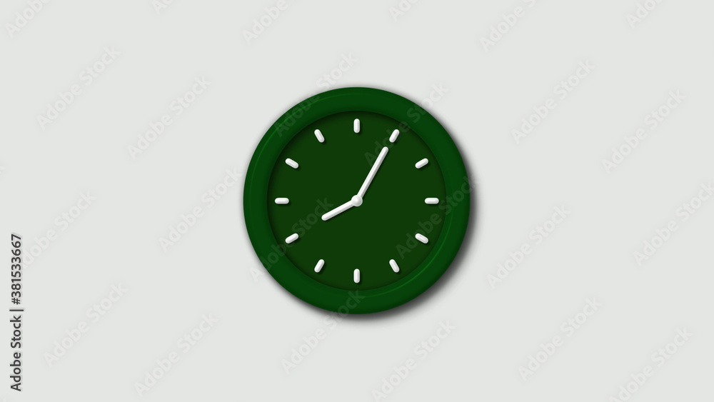 12 hours 3d wall clock on white background,Green dark 3d wall clock isolated 12 hours 3d wall clock on white background,Green dark 3d wall clock isolated