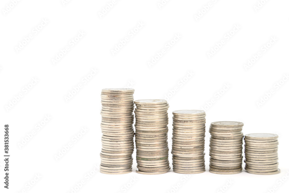 Coins placed as gradients from low to high Coins placed as gradients from low to high