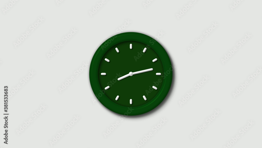 12 hours 3d wall clock on white background,Green dark 3d wall clock isolated 12 hours 3d wall clock on white background,Green dark 3d wall clock isolated