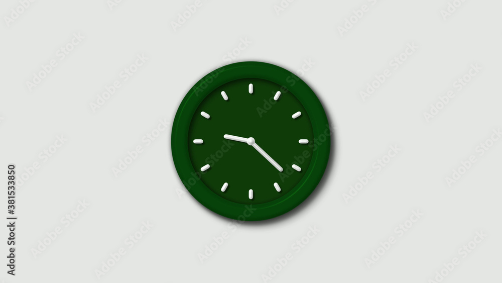 12 hours 3d wall clock on white background,Green dark 3d wall clock isolated 12 hours 3d wall clock on white background,Green dark 3d wall clock isolated