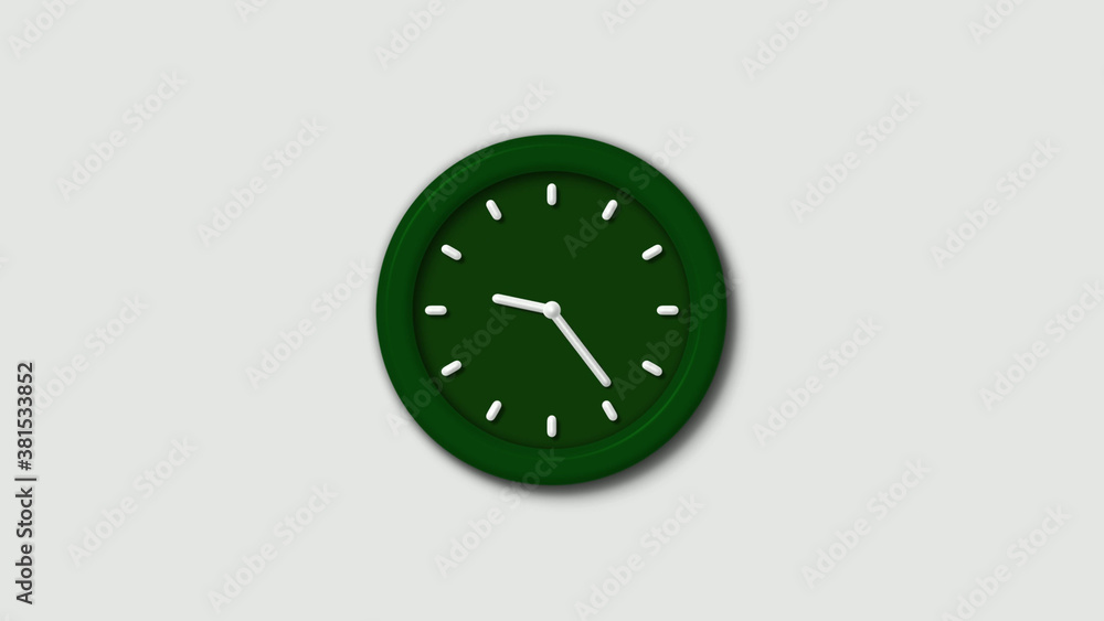 12 hours 3d wall clock on white background,Green dark 3d wall clock isolated 12 hours 3d wall clock on white background,Green dark 3d wall clock isolated