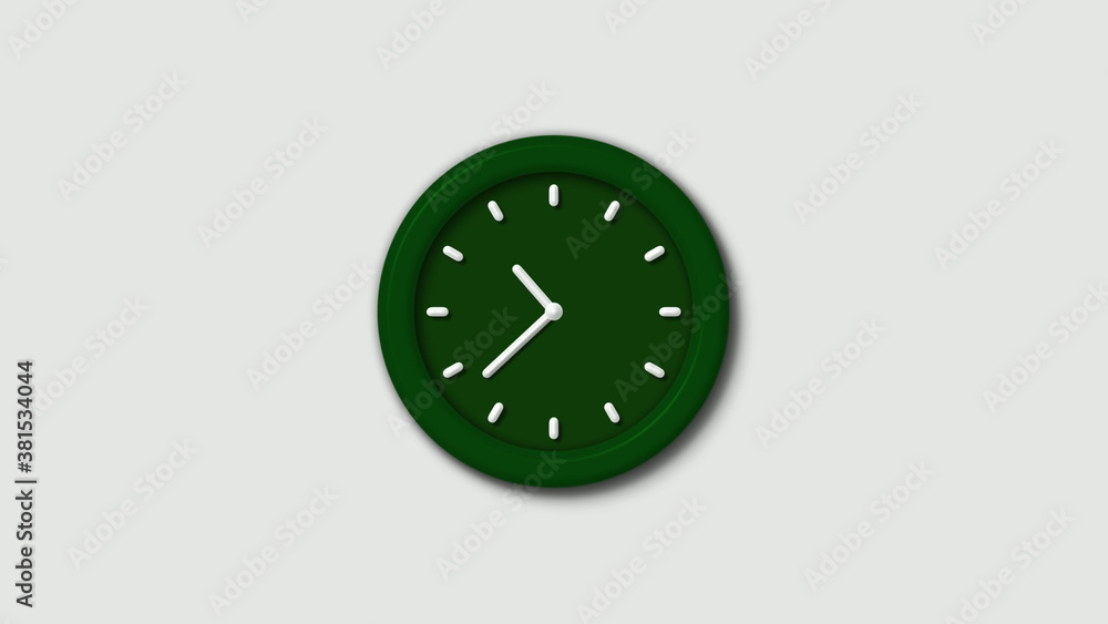 12 hours 3d wall clock on white background,Green dark 3d wall clock isolated 12 hours 3d wall clock on white background,Green dark 3d wall clock isolated