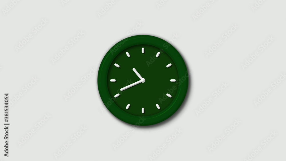 12 hours 3d wall clock on white background,Green dark 3d wall clock isolated 12 hours 3d wall clock on white background,Green dark 3d wall clock isolated