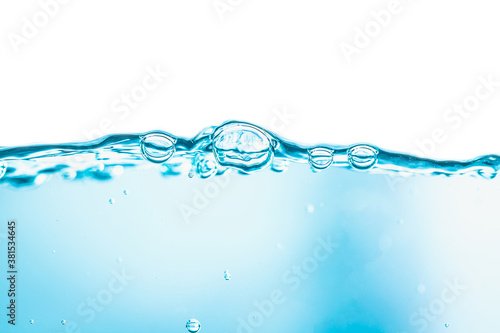 Bubbles in clean blue water ready to drink use for nature background