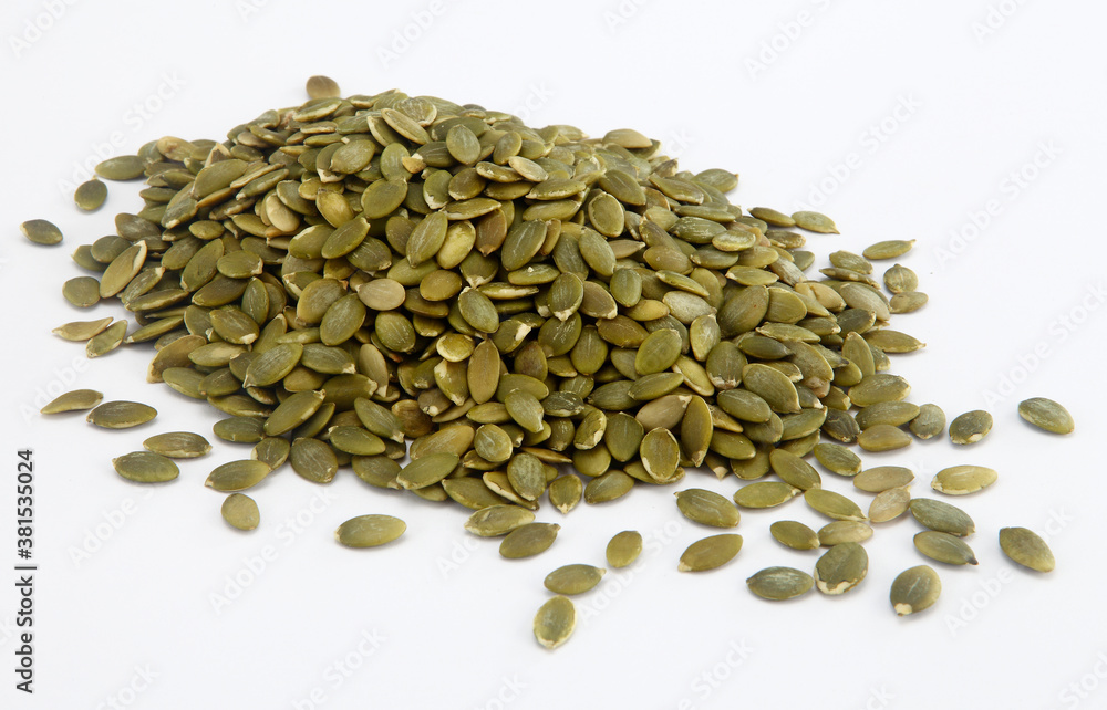 pumpkin seeds on white background. pumpkin seeds on white background.