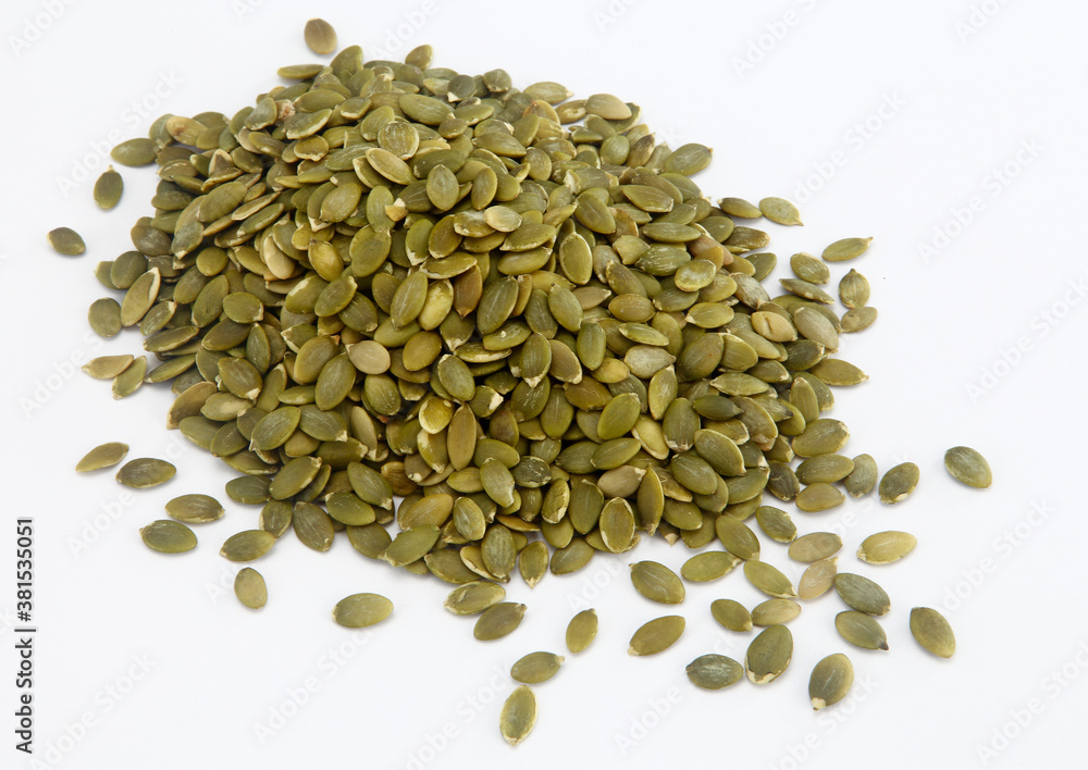 pumpkin seeds on white background. pumpkin seeds on white background.