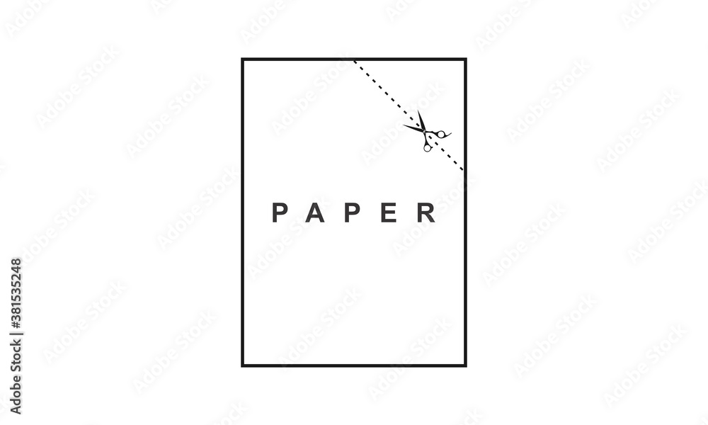 Fototapeta Cutting line on the paper using scissor illustration vector design