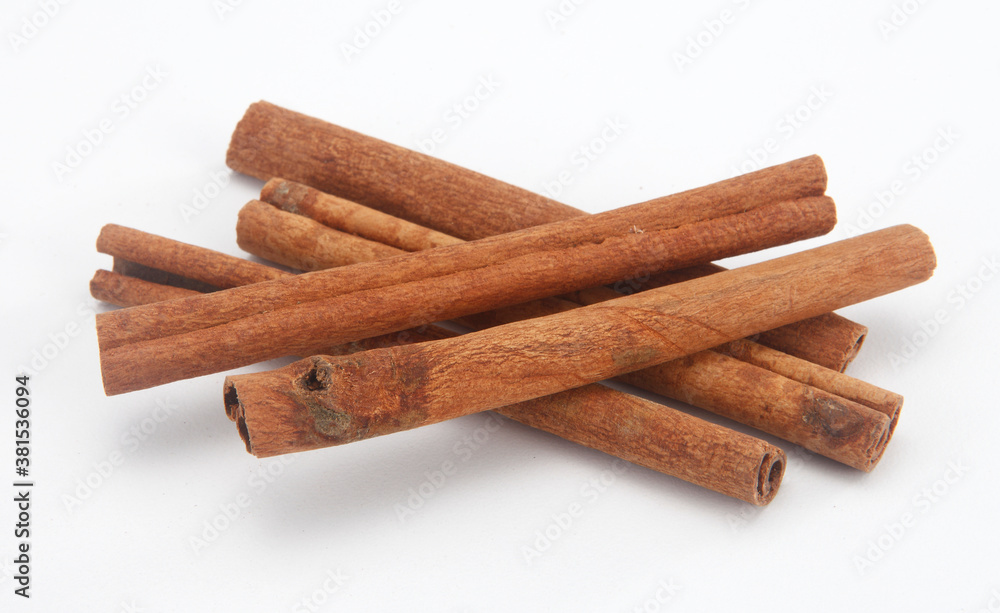 cinnamon sticks isolated on white