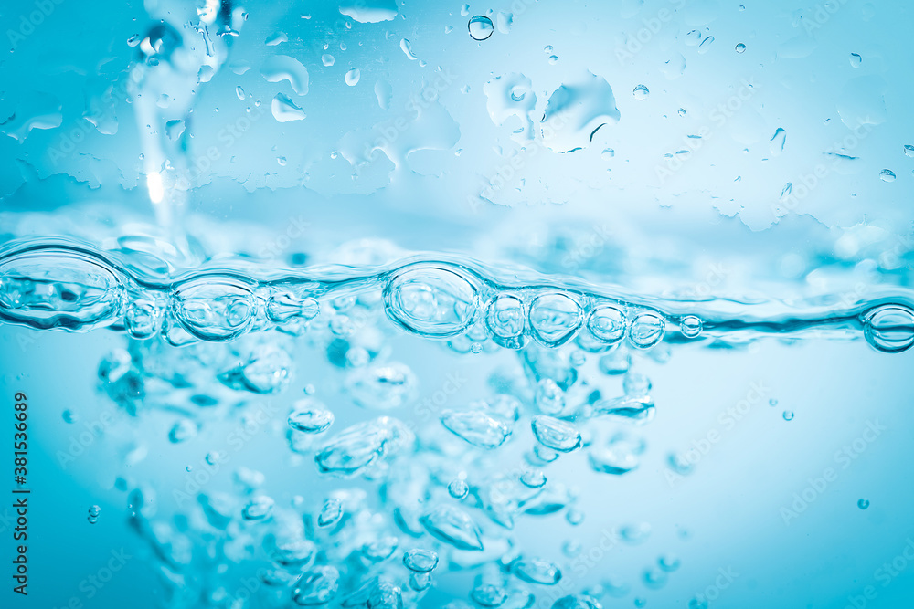 Bubbles in clean blue water ready to drink use for nature background Bubbles in clean blue water ready to drink use for nature background