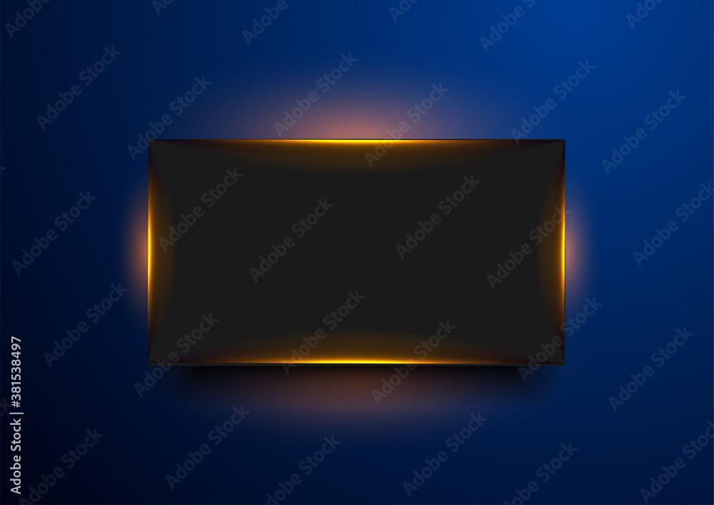 Dark frame with orange glowing neon light abstract background. Vector technology sci-fi design Dark frame with orange glowing neon light abstract background. Vector technology sci-fi design