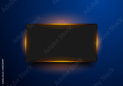 Dark frame with orange glowing neon light abstract background. Vector technology sci-fi design