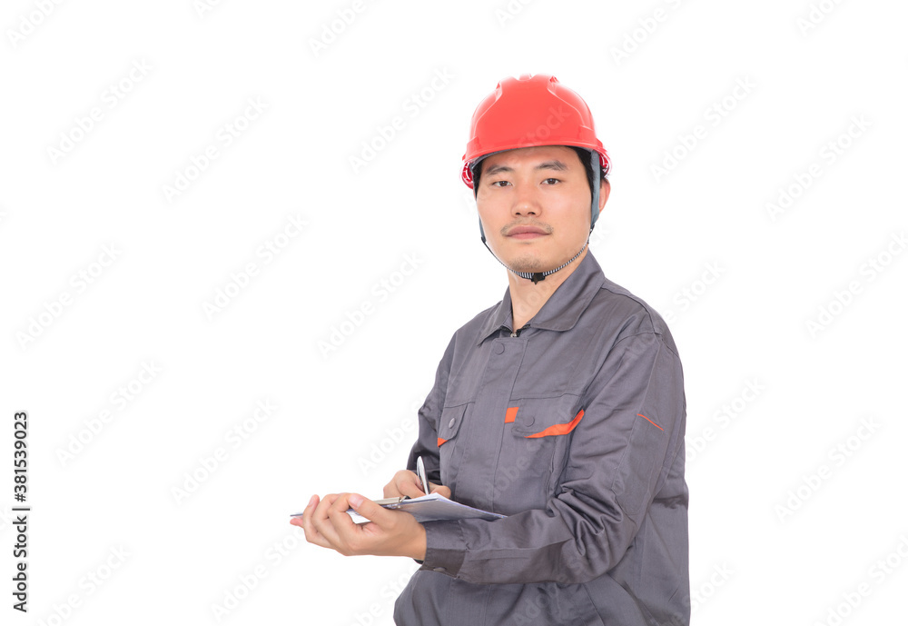 Construction engineer at work holding documents in hand and looking at the camera