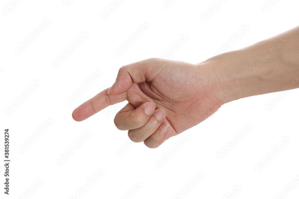 Hand of busineesman finger pointing isolated on white background.Command concept Hand of busineesman finger pointing isolated on white background.Command concept